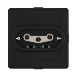 CADUCEUS ALING PRESTIGE flush-mounted three-pole socket with ceramic base 16A, 440V~, black (soft touch), art. 6