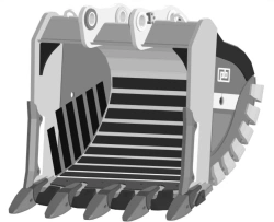 Heavy duty rock bucket RDX-83.23d-XS85(5)WS-NF