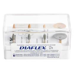 DIAFLEX diamond-filled elastic dental heads, duct-stage polishing system, set No. 2 8 pcs. of four