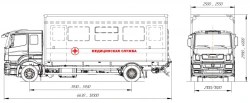 Medical service van on the chassis of vehicles type 57523 of modification: 57523Z based on KAMAZ chassis of modification 5325-G5