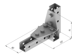 Angle plate 90 degrees 6 holes SMA 624, with overall dimensions 80x94x120 mm, metal thickness 5,0 mm, hot-dip galvanised.