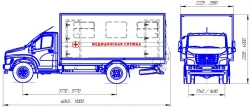Medical service van on chassis of vehicles type 47192 of modification 47195Z on the basis of GAZ chassis of modification C41R13