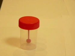 Polymer biosample container, disposable, sterile-COP 60ml/K with spoon