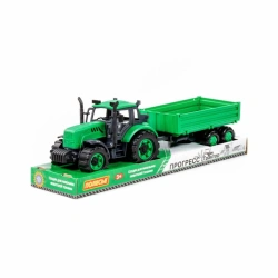 Tractor "Progress" with inertia flatbed trailer (green) (in tray), Article No. 94605