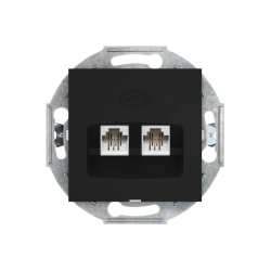 CADUCEUS ALING PRESTIGE Flush-mounted double telephone socket 2xRJ12 6P2C, black (soft touch), art. no. 6011.S (mechanism). 6011