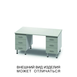 Two-desk unit with six drawers