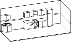 Kitchen set.Size (w x d x h): 2400 x 600 x 860/600mm. In a complete set stainless steel sink-2pcs, tap-1pcs, tap-shower-1pcs. (M