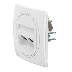CADUCEUS ALING EON Flush-mounted double computer socket with Keystone RJ45 8P8C cat.6 FTP modules, white, art. no. E615S.00