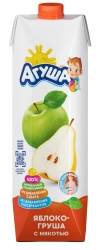 Apple-pear juice with pulp enriched with vitamins and minerals restored "Agusha" for nutrition of nursing women