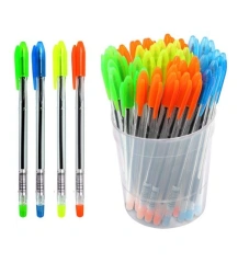Ballpoint pen "VeGa" blue 0,7mm oil-based 0,7mm barrel, assorted NEON Crystal