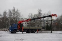Special purpose vehicle with KMA type hydraulic loading crane on the basis of KAMAZ 65117 and its modifications 64K32N-UC
