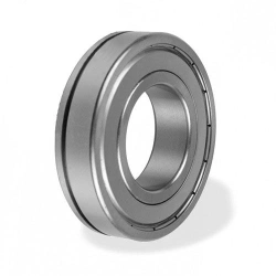 Single row deep groove ball bearing with outer ring groove and one shield washer