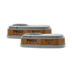 Personal respiratory protection equipment of the PHSV trade mark. Gas mask filters: article number 92011 (mark A1)