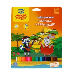 Coloured pencils Multi-Pulti "Coon in Spain", 24-colour, three-edge, sharpened, cardboard, europodweight
