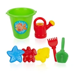 Sand set cartoon "Druzhok" (3 sand moulds, mini watering can, scoop, mini bucket, rake)