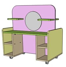 Wooden furniture for preschools: Mobile play unit "Hairdresser's" 2-sided mobile play unit