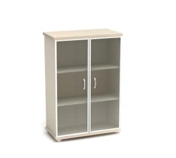 Low cupboard with glass in aluminium frame M55 series "Modern"