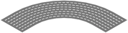 Bottom base of radius horizontal 90 degree corner of self-supporting self-supporting conduit DKI 000 U90, with overall dimension