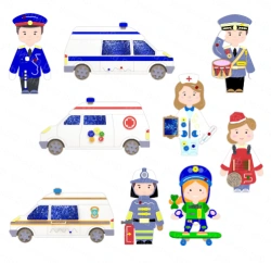 Set of "Professions + Transport" Bisiboards NGS-09