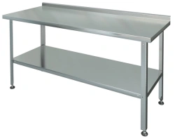Cutting and production table with side, solid shelf SRP-1-0,6/0,9-P (stainless steel)