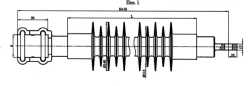 Cantilever rod insulator with ribbed shell made of organosilicon rubber KSPKr 120-25/1,1I