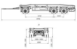 Three-axle container trailer AM8454-11A with axles PLANT 1204-2410002 with payload capacity of 12 tonnes