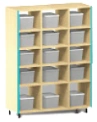 Cloakroom shoe rack with plastic drawers (for 15 drawers)