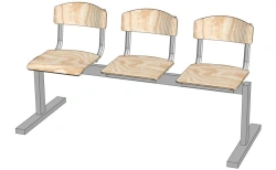 Multi-seat section made of bent laminated plywood, non-folding seat. Model: SMN