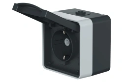 CADUCEUS ALING Protecta Receptacle for open wiring, earthed, with plastic base and cover 16A, 250V~, IP55, anthracite