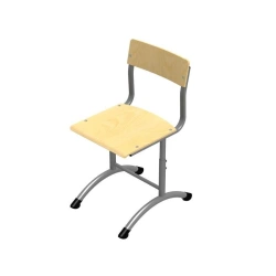 Student chair on round tube with plywood seat and backrest