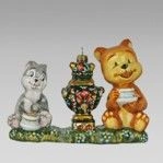 Handmade glass Christmas tree toy "Tea Party"