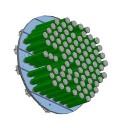 Separation stage with coalescing elements SSCE