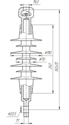 Insulator fixing rod insulator with ribbed shell made of organosilicon rubber PSPKr 70-3/0,6-D-GU