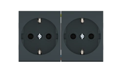 CADUCEUS ALING MODE Double flush-mounted socket outlet with grounding without blinds 16A, 250V~, 2x2M, anthracite, art. 66512.?