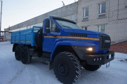 Special flatbed truck on Ural 43206-6151-71 chassis. GIRD brand. Type 5849G-0000090. Design of loading space