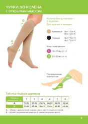 Knee-length compression stockings with open toe (compression class I, Size No. 1,2,3,4,5,6). Item No. G1(n)-K
