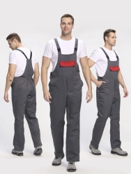 Overalls, grey/red, item 87472262