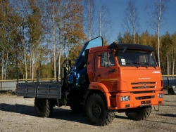 Special purpose vehicle with hydraulic loading crane of MKMA type on the basis of KAMAZ 43118 and its modifications 41K16N-UB