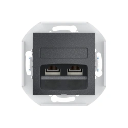 CADUCEUS ALING PRESTIGE Flush-mounted double computer socket with Keystone RJ45 8P8C cat.5e UTP modules, graphite, ref. 60