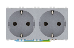 CADUCEUS ALING Experience Double flush-mounted socket outlet with grounding, without centre screw, 2x16A, 250V~, 2x2M,