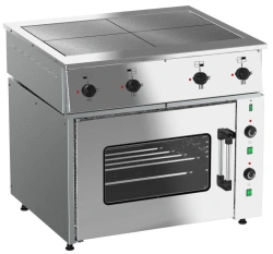 Cooking cooker, electric PE-0,48Mt-021 with a griddle cabinet (4 burners with heating elements, heat chamber of the cabinet made