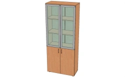 Filing cabinet with glass in aluminium profile. Model: SDA
