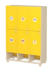 Double-drawer changing room cupboard / 6 sections yellow