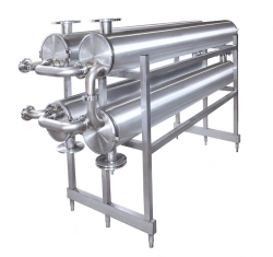 Tube heat-exchange unit for heat treatment of liquid foodstuffs type VG