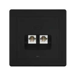 CADUCEUS ALING PRESTIGE Flush-mounted double telephone socket 2xRJ12 6P2C, black (soft touch), art. 611.?1?1?1