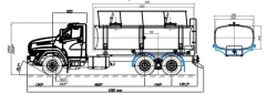 Tank truck for transportation of food liquids (technical water) ACV 4671R1-20 on Ural 73945-01 chassis.