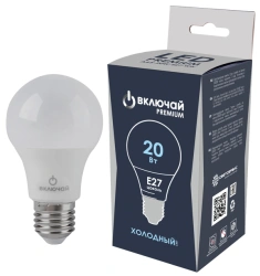 LED Lamp 20W E27 A65 6500K 220V (LED PREMIUM A65-20W-E27-WW) Include RUSSIA