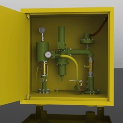 Closet gas pressure reducing unit (GRPSh) with one line of reduction ShBDG 12/3-600 on the basis of regulator RDK-KASPI-12/3-600