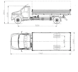 Dump truck GAZ-SAZ-250712 3-way unloading on the basis of chassis C41RB3 GVW 10000