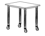 Stock processing table with wheeled supports 800x600x750H mm
